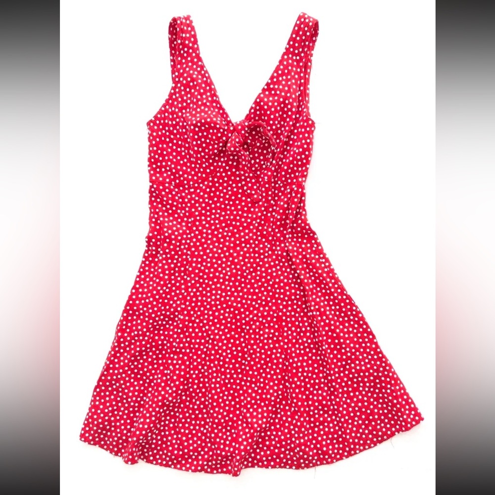 vintage Byer Too! Polka dot dress Womens Small Y2K mini red Bow Sleeveless